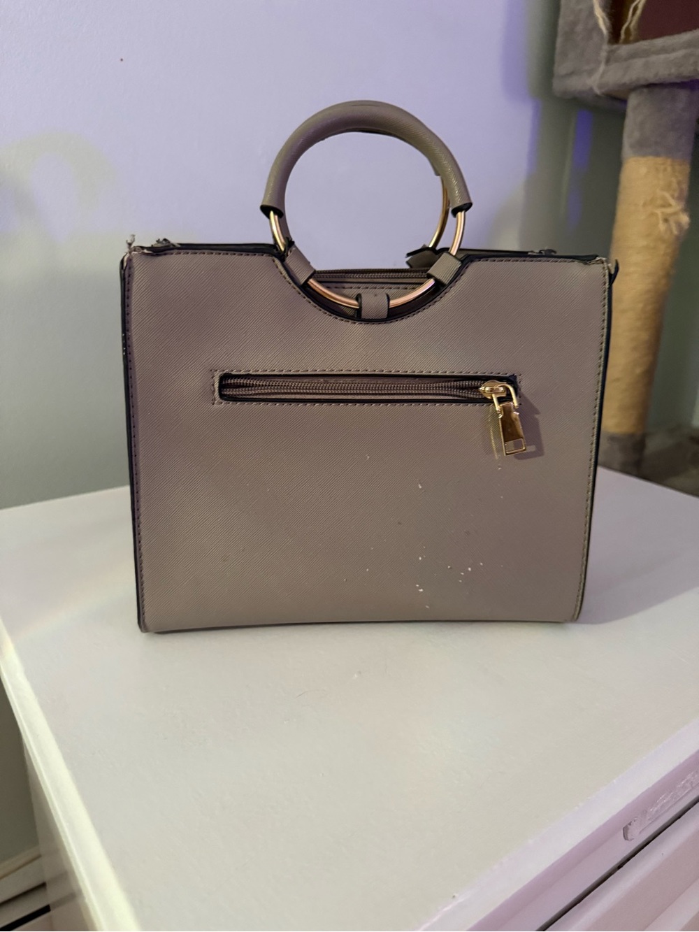 Gray Structured Top-Handle Satchel - Unbranded